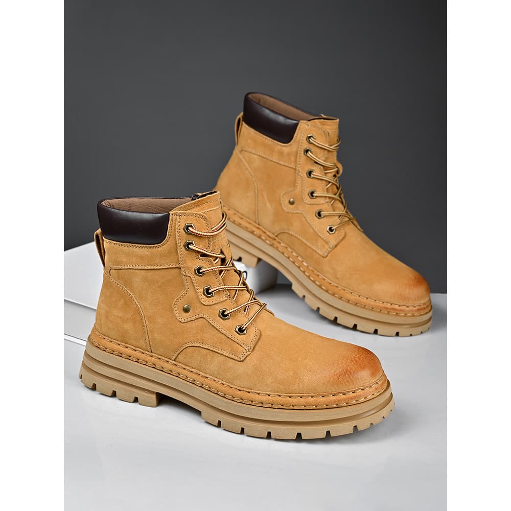 Sanzan ruibarbo botas masculinas de couro genuíno de alta qualidade Retro Martin botas masculinas 2026 novo estilo botas