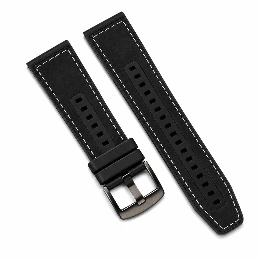 Pulseira de Couro com Silicone 22mm para Relógio Smartwatch