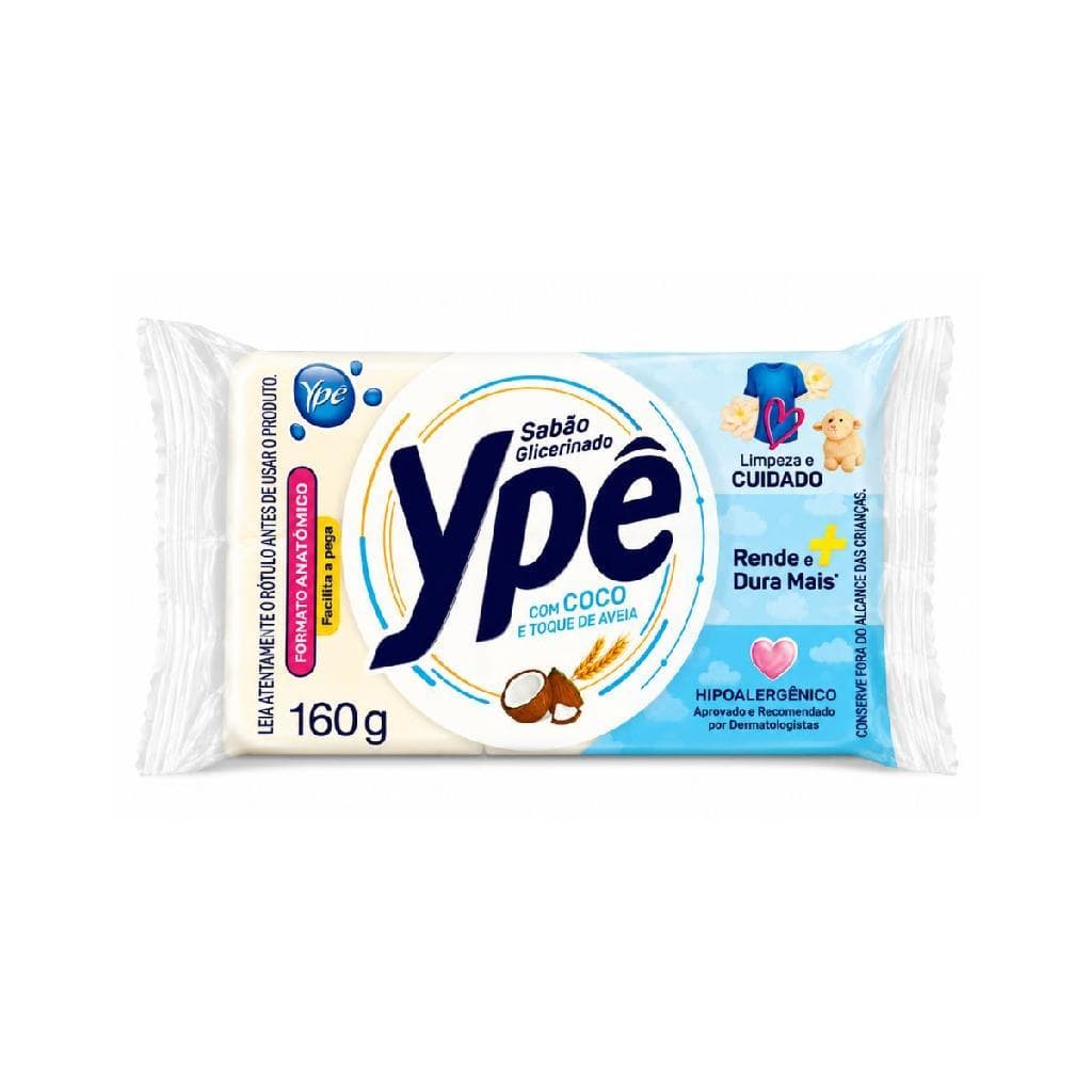 Sabao em Barra Coco e Toque de Aveia Hipoalergenico 160g Ype