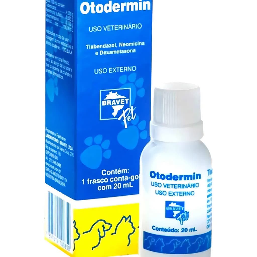 Otodermin Bravet 20ml Tratamento Otite Externa e Infecções Cães Gatos