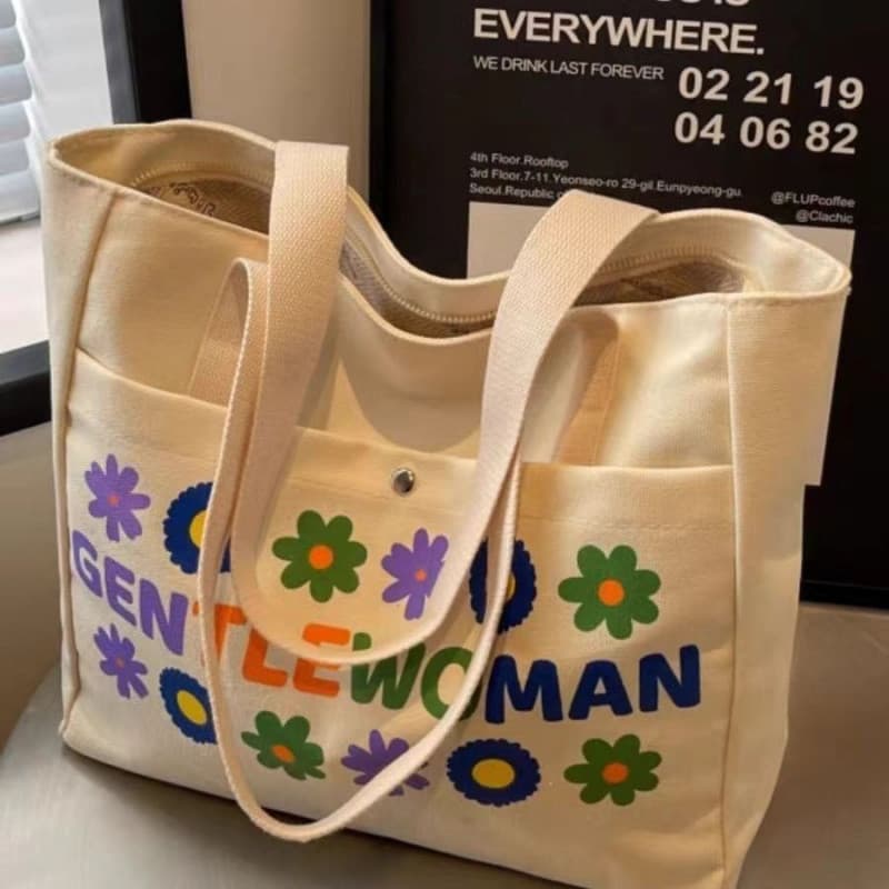 Bolsa de lona feminina 2025 novo estilo grande capacidade Commuter sacola estudante All-Match classe um ombro tote s