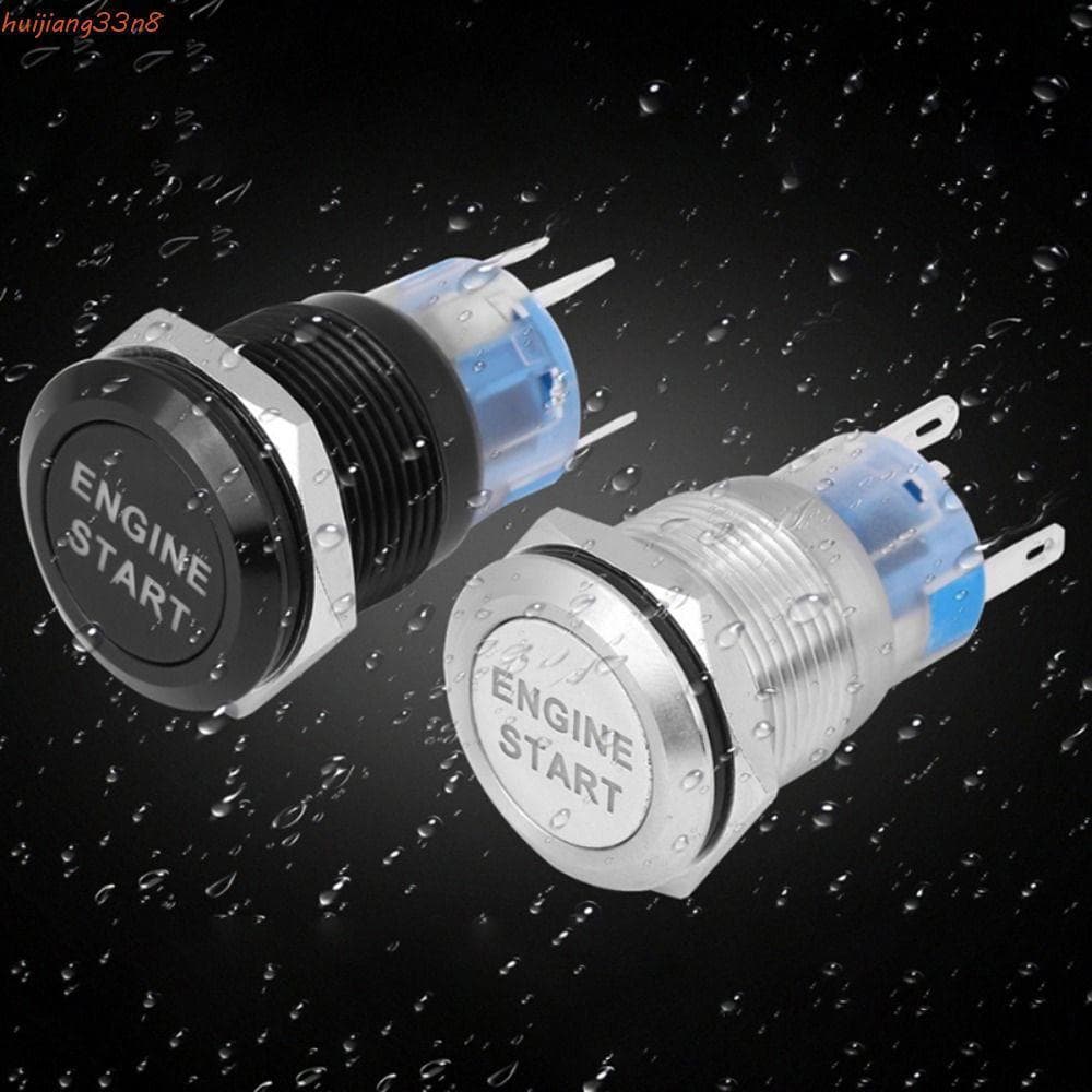 Botão De Partida Do Motor HUIJIANG , Interruptor De Ignição De Aço Inoxidável Tamanho 19MM , Preto/Prata