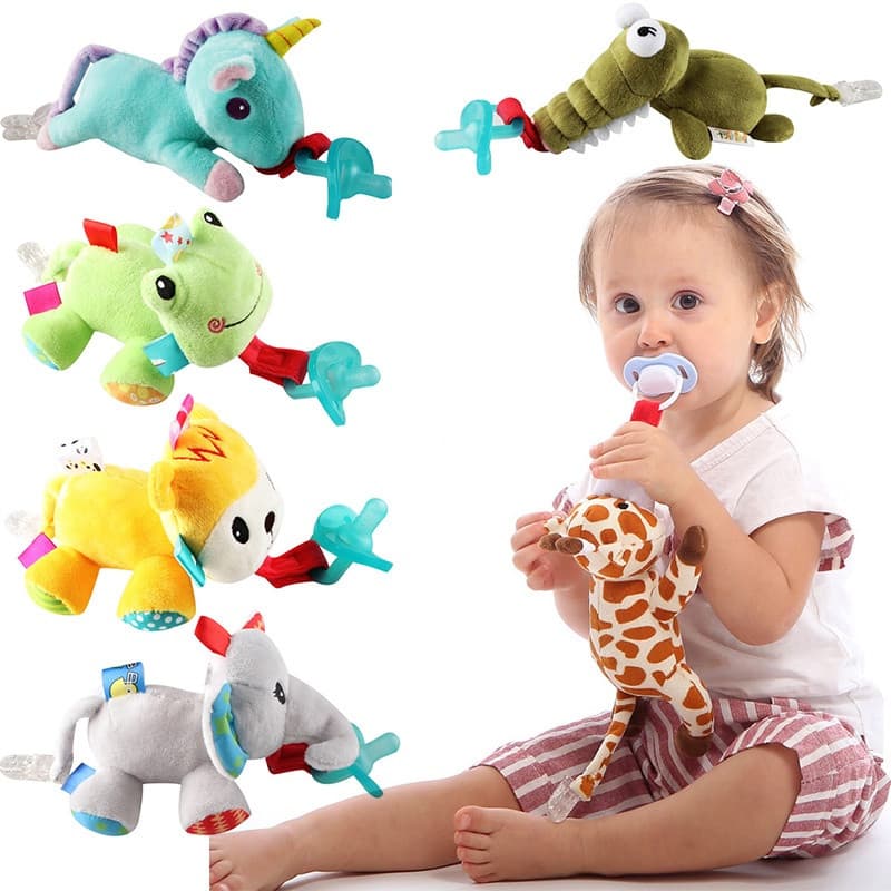 Baby Boy Girl Dummy Pacifier Chain Clip Infant Stuffed Toy Soft Plush Animal Brinquedos De Chupeta (Não Inclui) EGMI