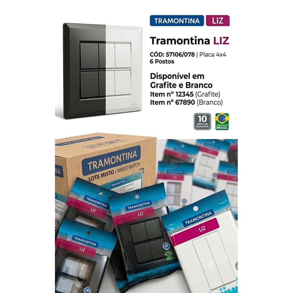 Placa 4x2 3 Postos Liz Tramontina