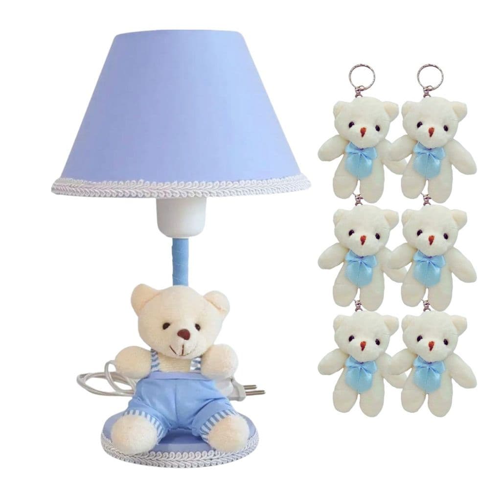 Kit Urso Baby: Abajur Infantil + 6 Chaveiros Ursinho