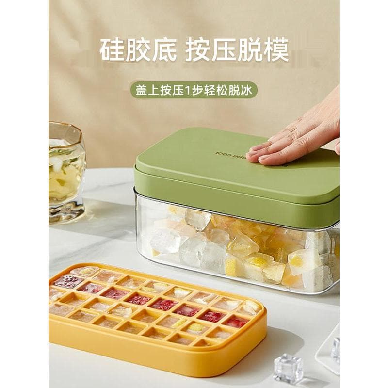 Molde de cubo de gelo tipo Push Silicone bandeja de gelo de qualidade alimentar doméstico grande capacidade caixa de arm