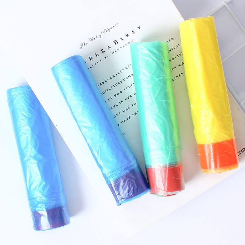 Saco de lixo de embalagem com cinco rolos, fechamento automático com cordão, saco de lixo descartável 45 * 50, saco de l