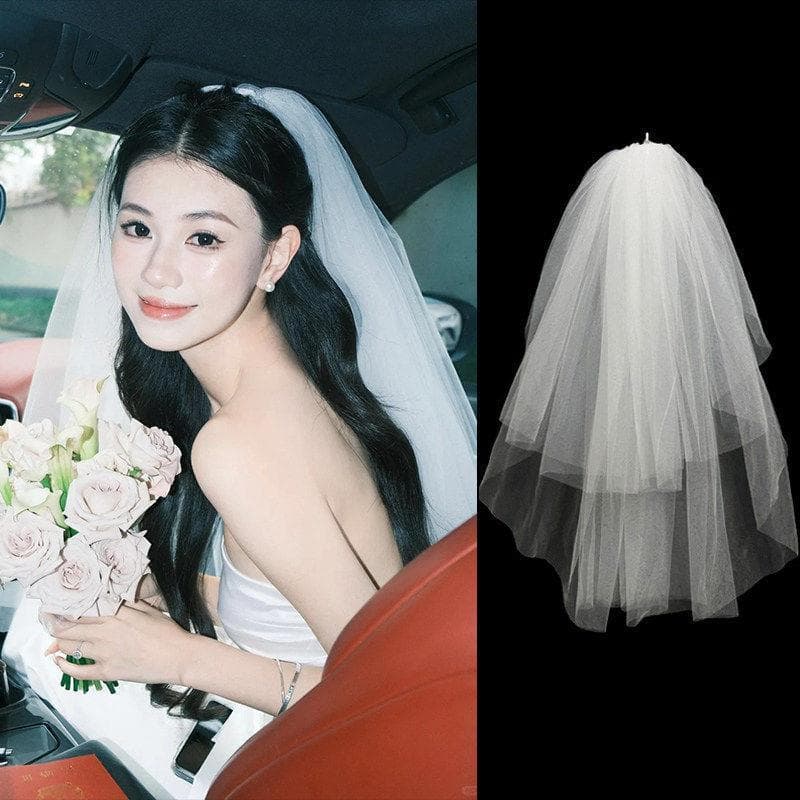 Véu de noiva High-End casamento foto adereços proposta colar certificado registro simples branco fofo mestre vestido de