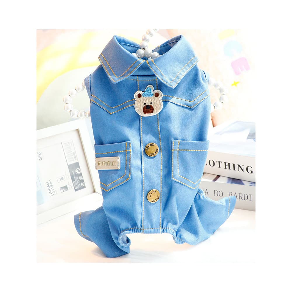 Roupas para cães primavera verão roupas finas macias Denim macacão de quatro patas pequeno cão Teddy Pet bonito roupas c