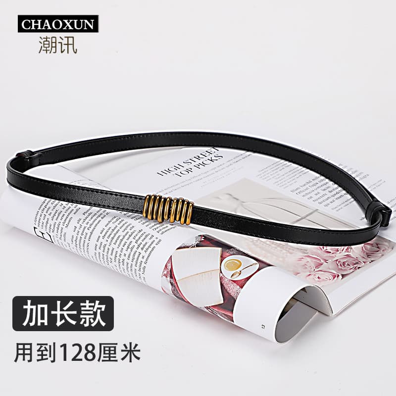 Cinto fino de couro genuíno de tamanho grande feminino 100kg alongado gordura mm vestido decorativo All-Match cinto de t