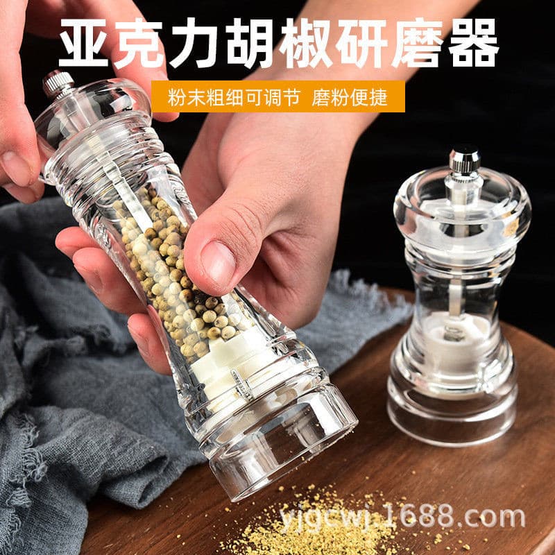 Moedor de pimenta acrílico Manual pimenta em pó Sichuan pimenta tempero garrafa moedor de especiarias moagem a seco
