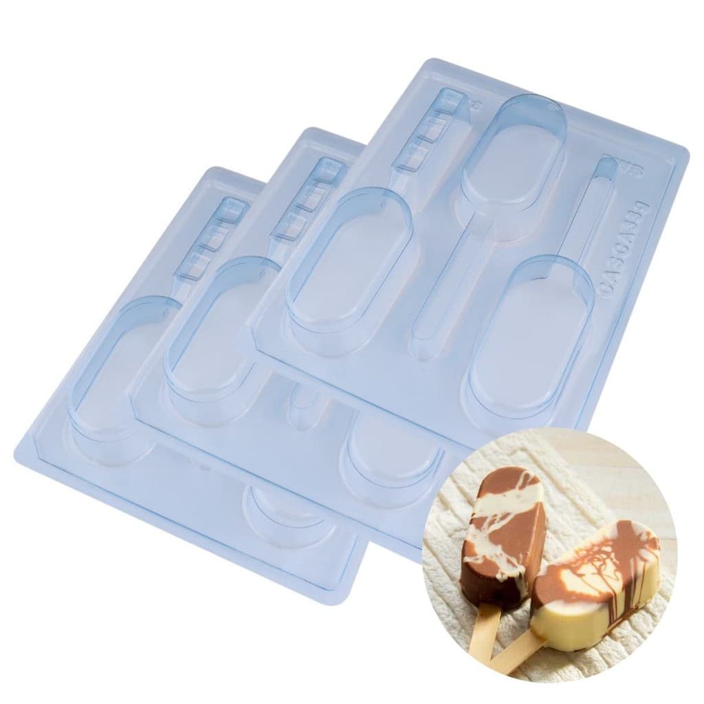Kit 3 Formas Chocolate Paleta Gourmet Ref 9818 Bwb Silicone
