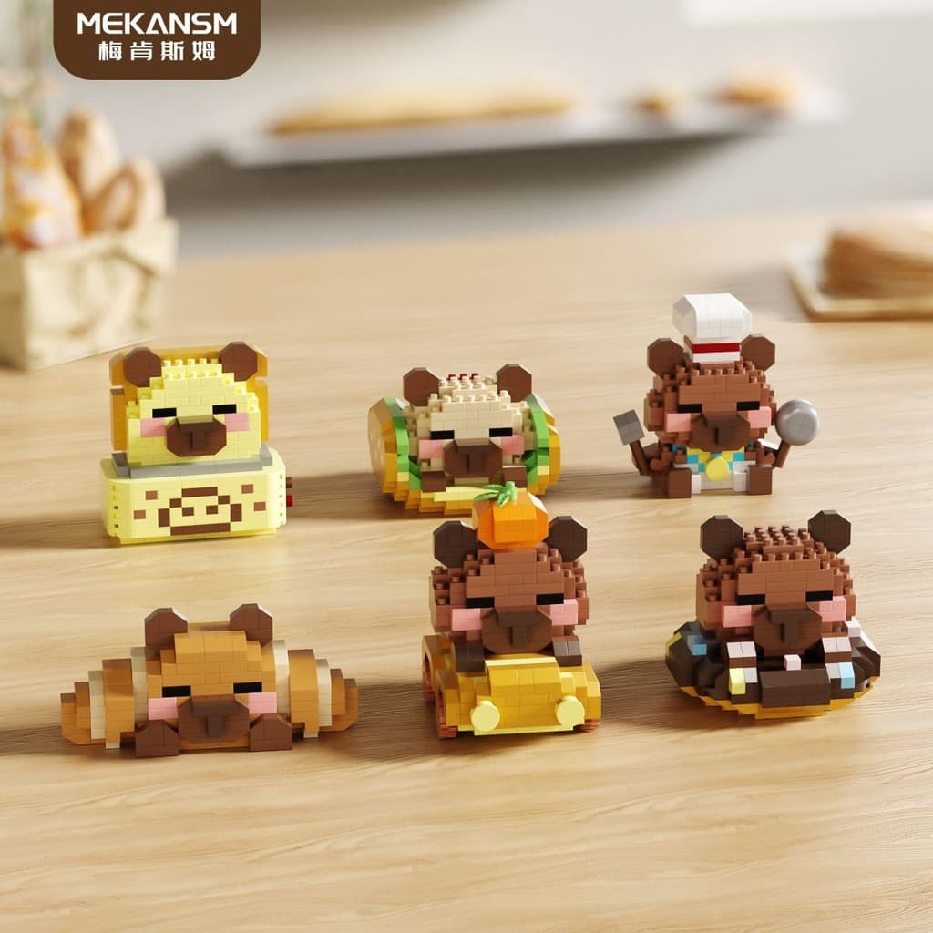 Ins blocos de construção de partículas feliz marrom capivara Animal tridimensional modelo de brinquedo correspondente pr