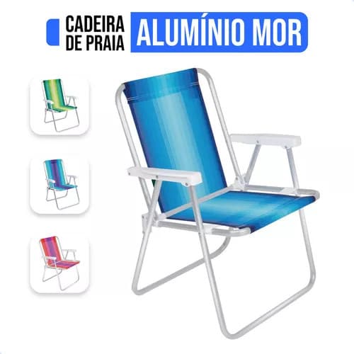 Cadeira De Praia Dobrável Portátil Alumínio Resistente Mor Cor Sortida Não Enferruja