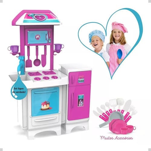 Cozinha Infantil Completa C/ Torneirinha Sai Água Magic Toys