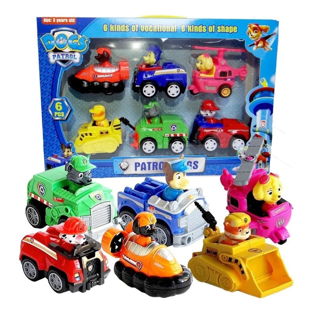 Kit  6 Carrinhos Patrulha Canina A Fricção Conjunto  Brinquedo Heróis Ação