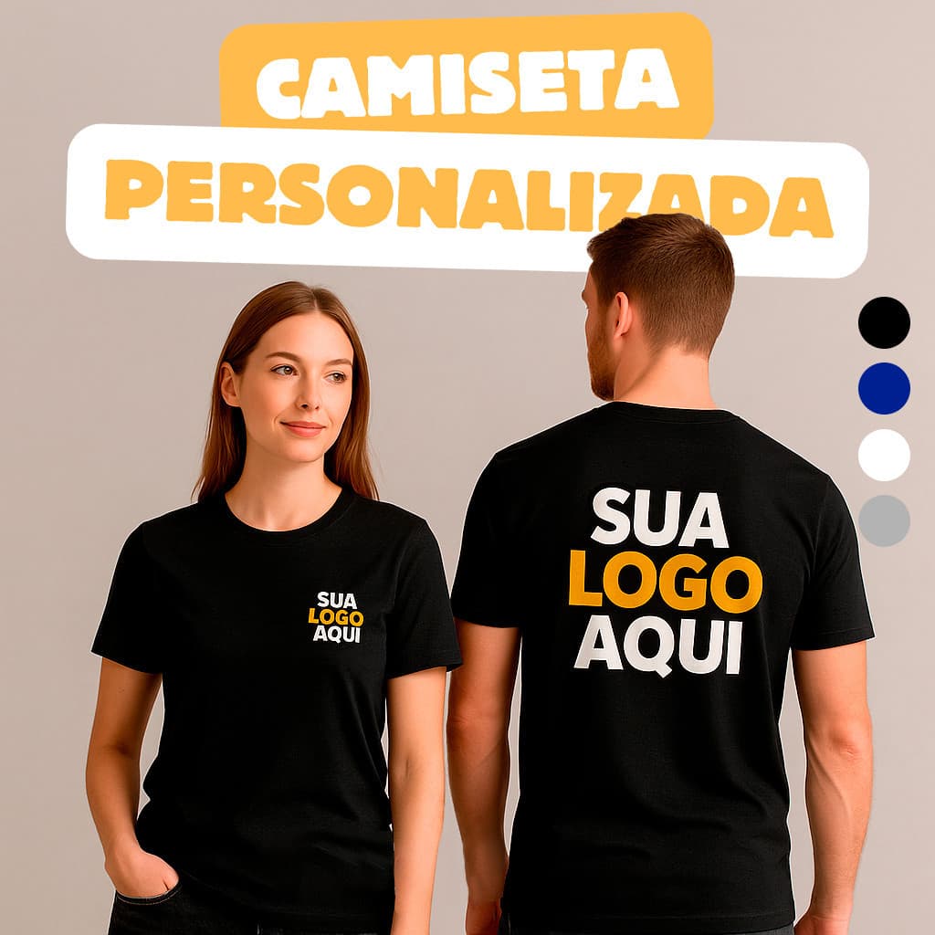 Camiseta Unissex Personalizada com Logo ou Texto – Uniforme Profissional de Alta Qualidade para Empresas e Eventos