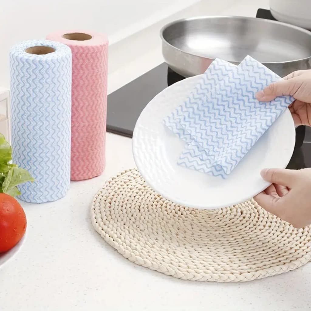 Rolo Pano Limpa Absorve Gordura Limpeza Esfrega Suga Flanela Sujeira Papel Toalha Higiene Esponja