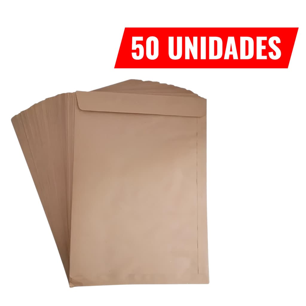Envelopes 229mm x 324mm Liso A4 Ofício 50 Unidades Pardo