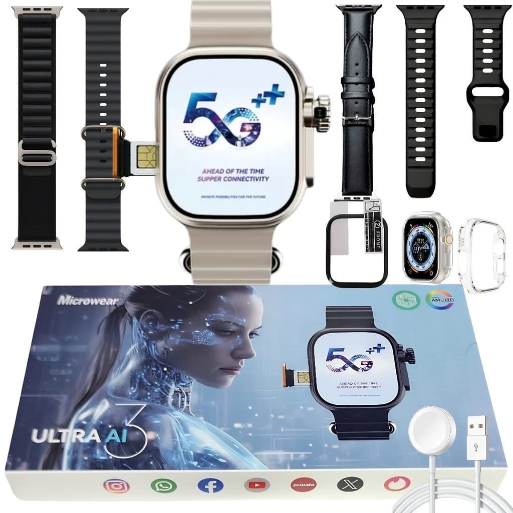 Relógio Inteligente Smartwatch Microwear Ultra 3 Ai 5G Bluetooth Camera ChatGPT Lançamento