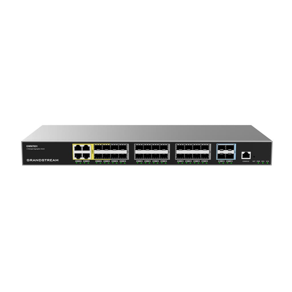 Switch 4 Portas Combo Gigabit 24 SFP 4 SFP+10G Layer 3 GWN7831