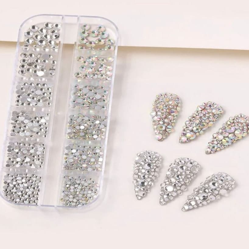 Estojo Strass Transparente Colorido Furta cor Vários Tamanhos para Decoração 3D