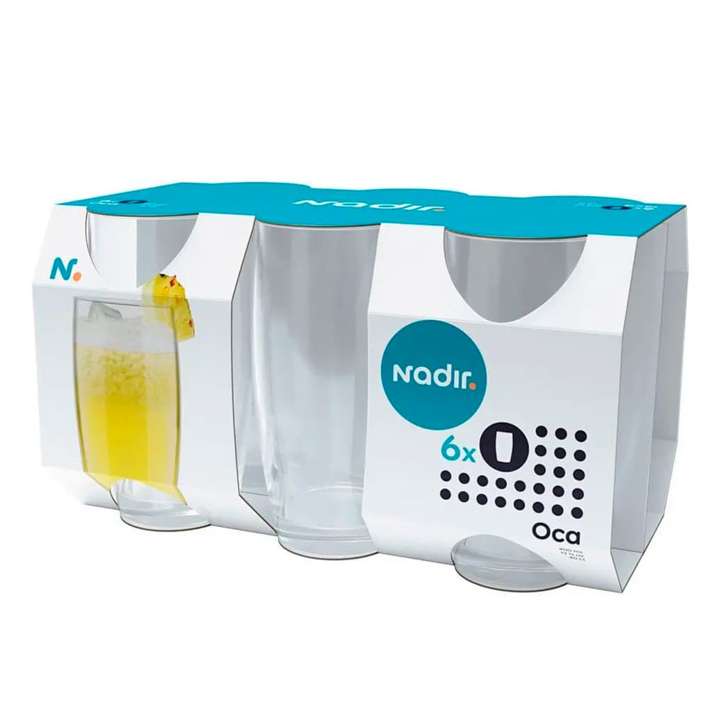 Jogo de Copos Multiuso Oca de Vidro 400ml 6 Unidades - Nadir 7629