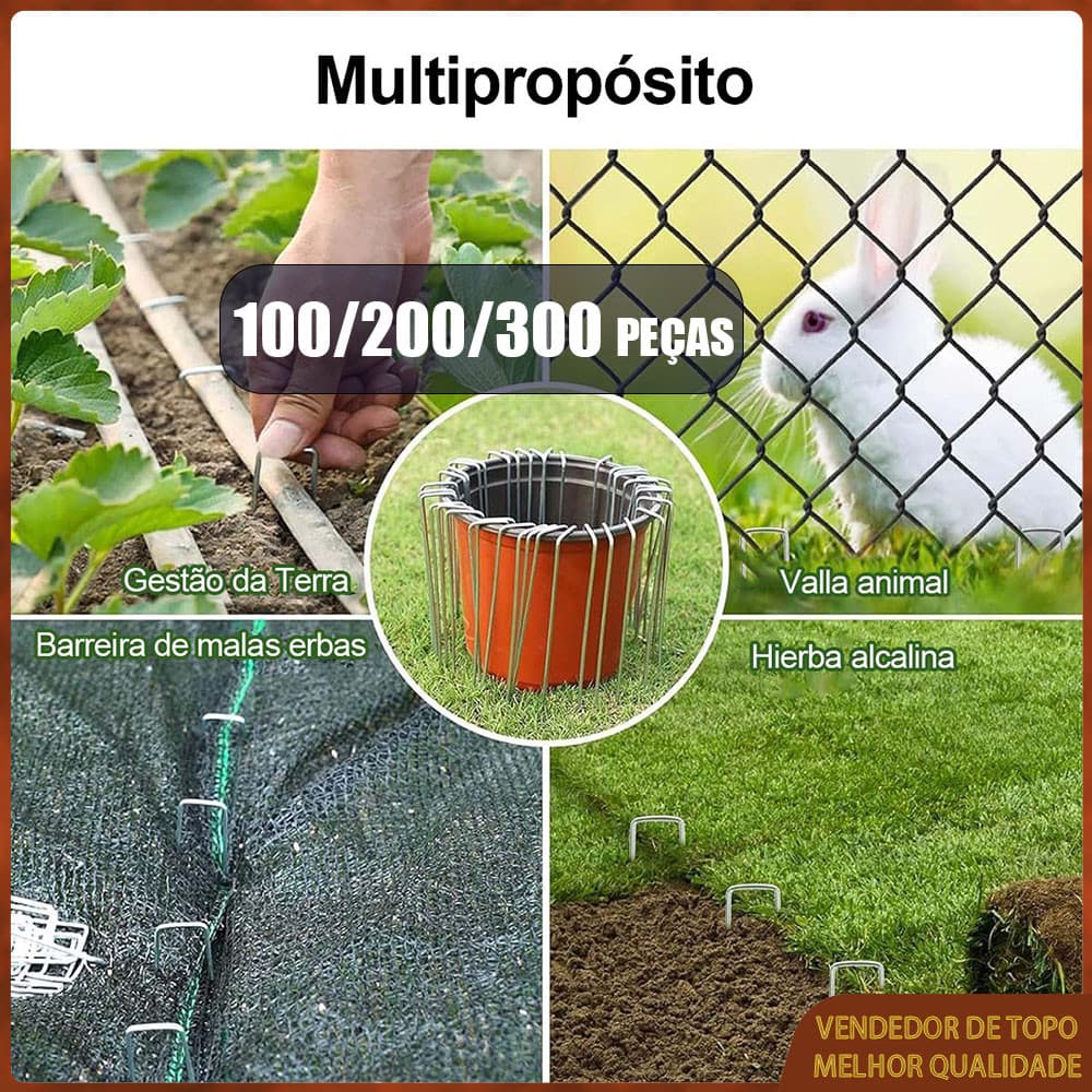 100/200 Pçs Grampo Gancho Presilha para fixação de Grama Sintética cor Prata,Estacas de jardim em forma de U - 15cmx3cm