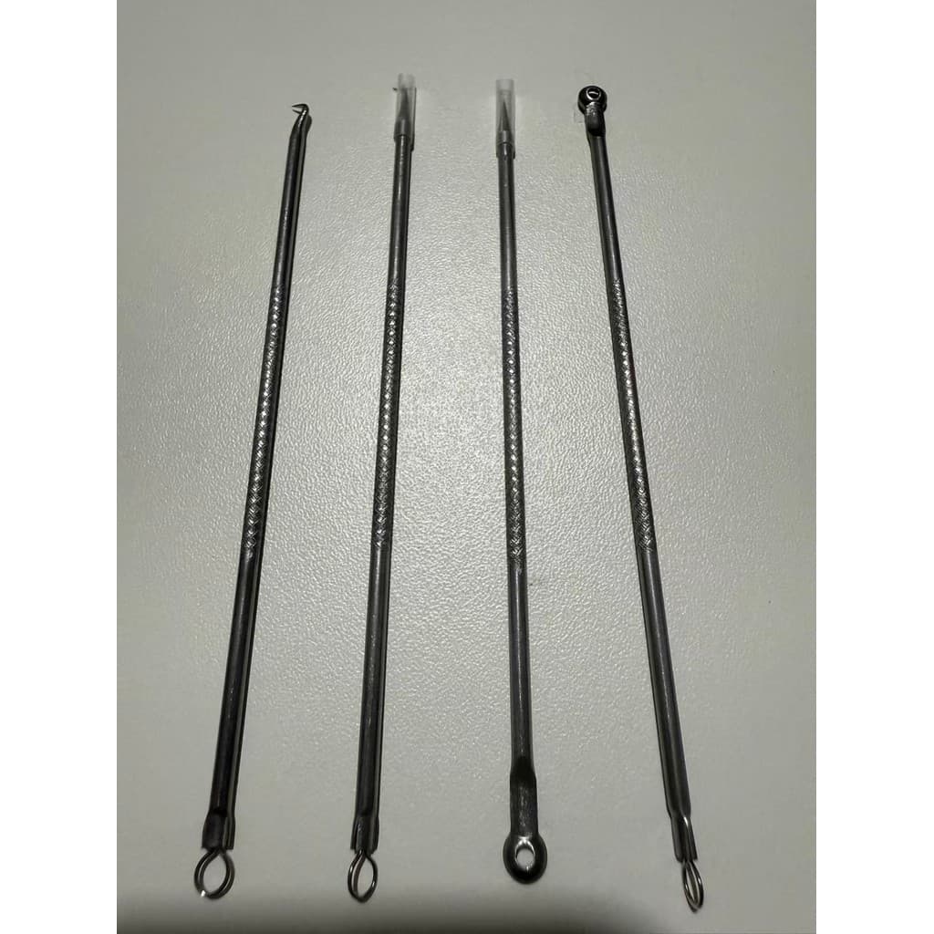 Conjunto de 4 agulhas para acne, removedor de cravos cromados, ferramenta eficaz