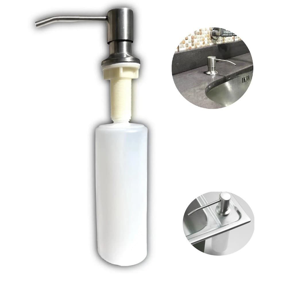 DISPENSER DETERGENTE PORTA SABONETE EMBUTIR DOSADOR INOX