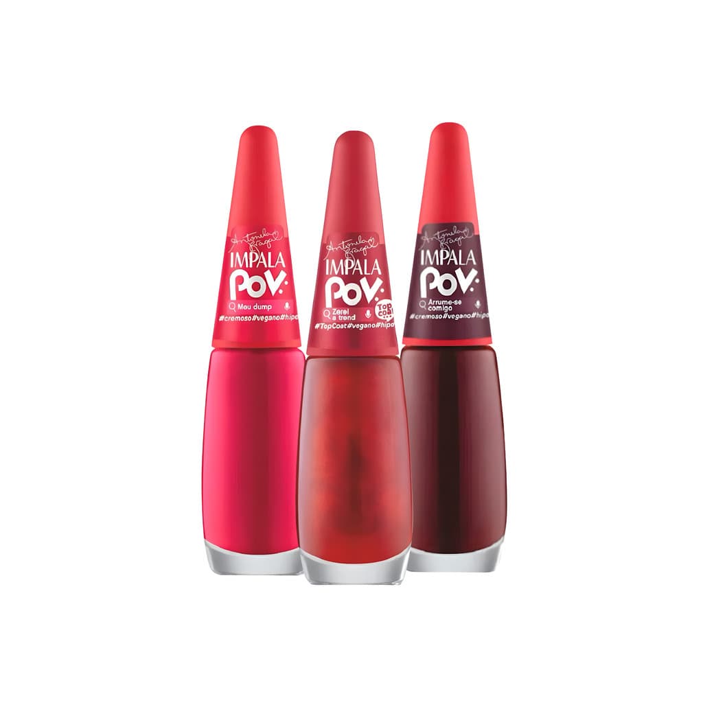Kit 3 Esmaltes Impala Coleção POV Antonela Braga Lançamento 7,5ml