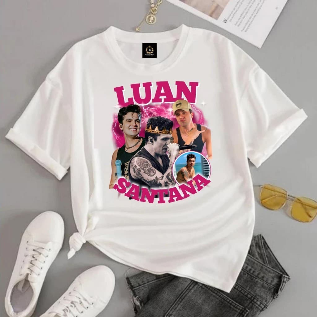 Nova Camiseta Algodão T-shirt Unissex Graphic Luan Luanetes Santana Fã Clube 2025 lançamento