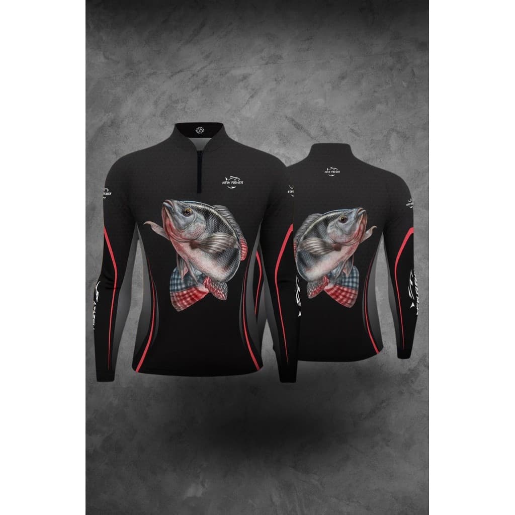 Camisa Camiseta de Pesca Tilápia Gola Zíper Proteção Solar UV New Fisher - NF50