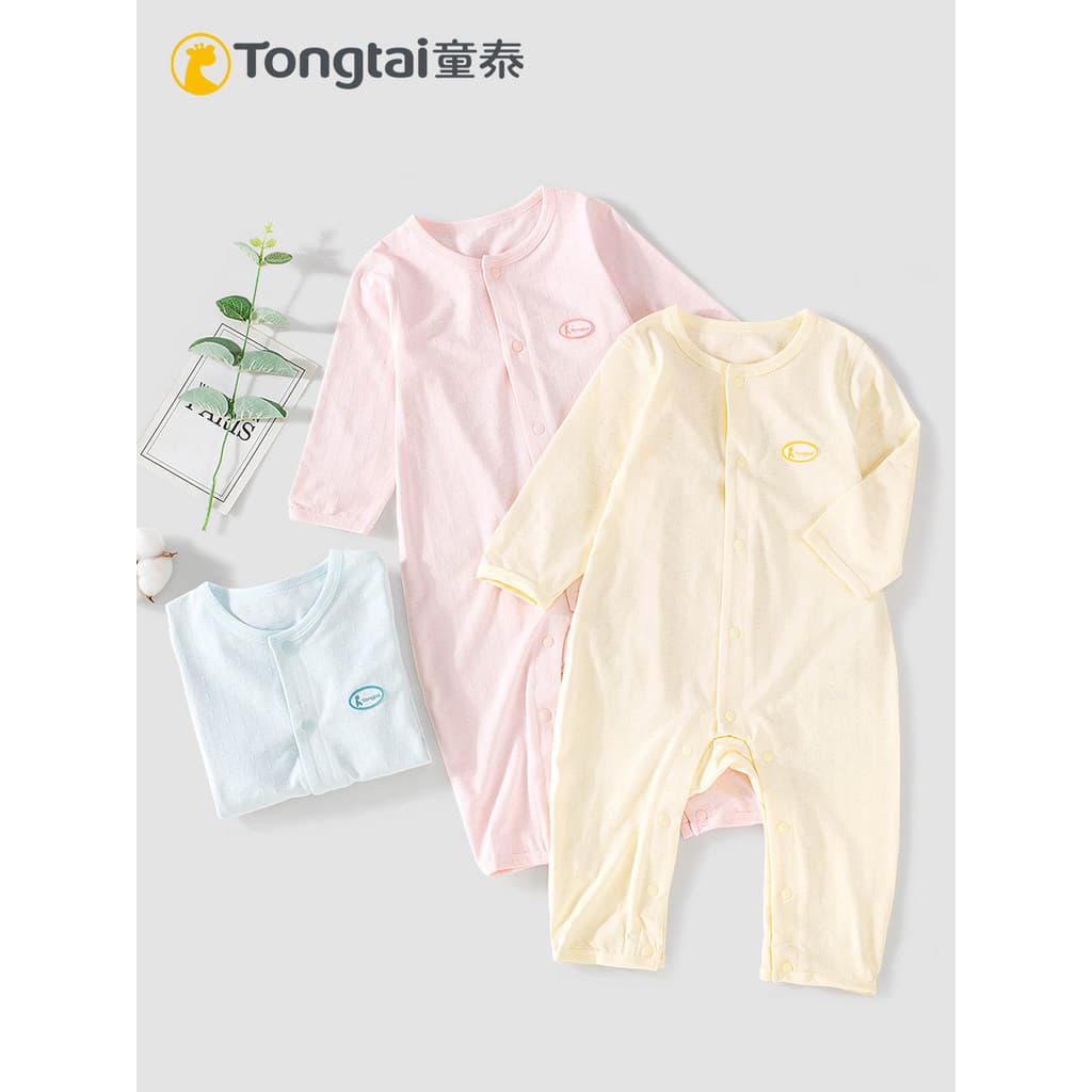 Tongtai verão novo estilo 3-18 meses bebê manga comprida macacão fino bebê fechado virilha macacão Modal