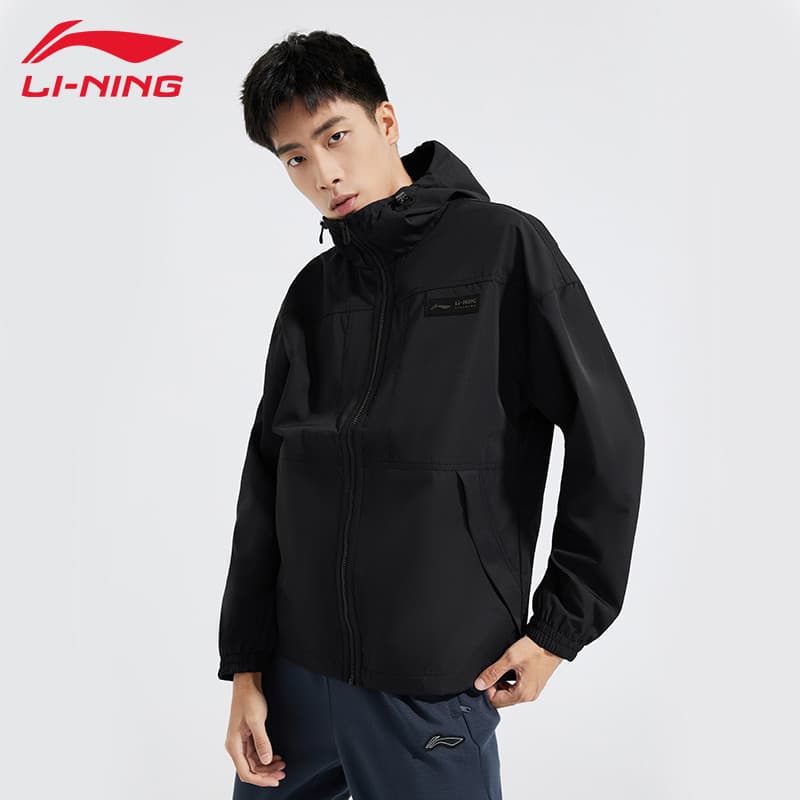 Li Ning esportes blusão jaqueta masculina com capuz primavera outono à prova de vento respirável simples Cardigan topo C