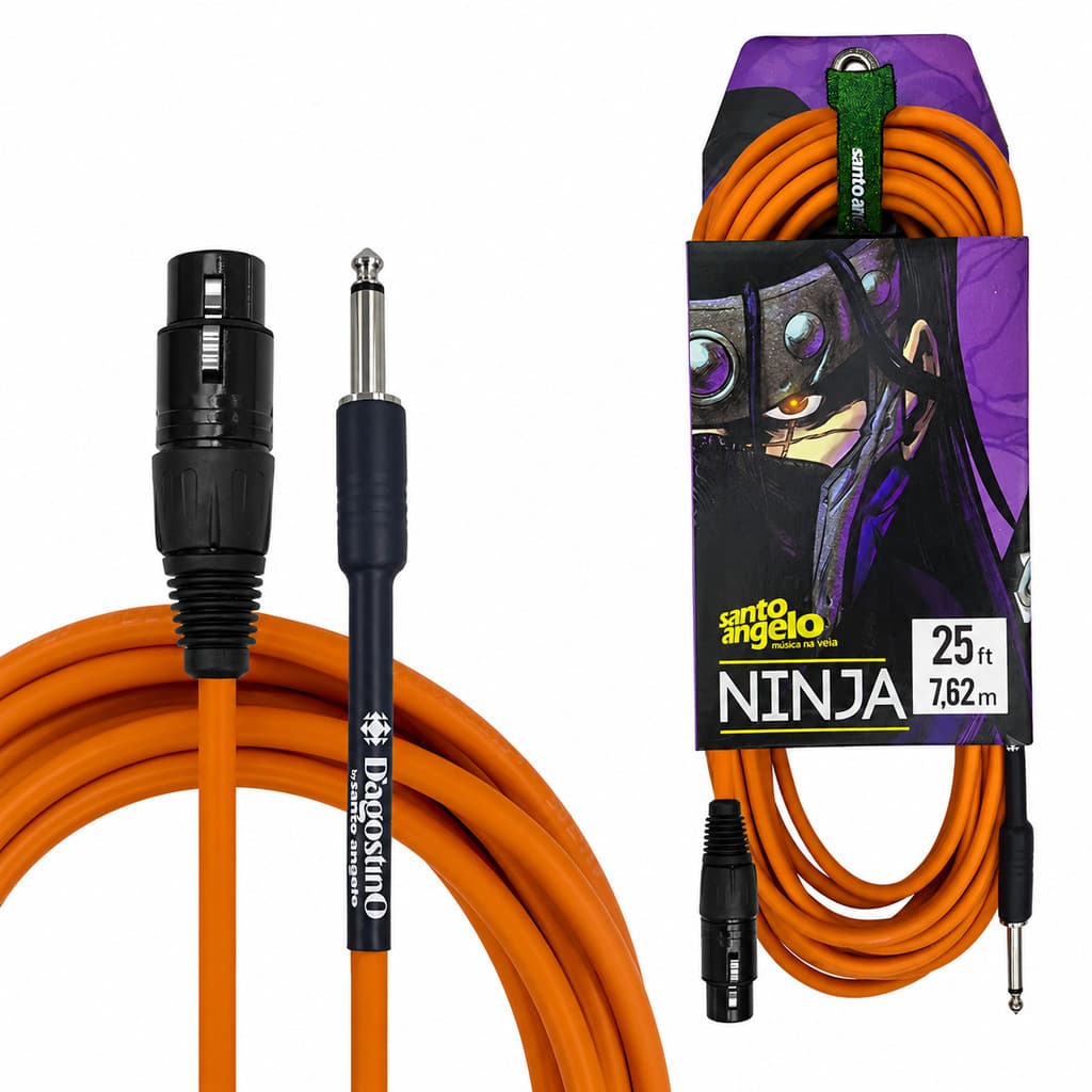 Cabo Microfone 7,62m 25ft Laranja Santo Angelo Ninja XLR
