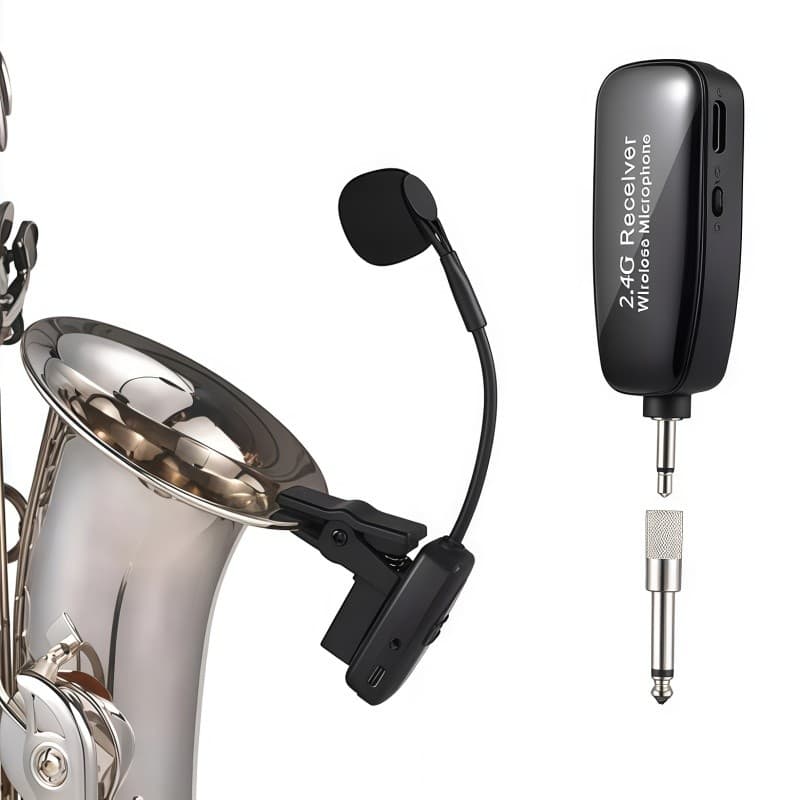 2.4G Clip-On Instrumento Microfone Saxofone Sem Fio Para Sax Trompete Receptor Transmissor De Áudio