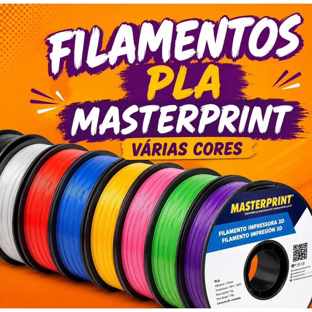 Filamento PLA e PLA SILK MasterPrint Premium 1Kg 1.75mm Alta Precisão | Várias Cores | Impressora 3D