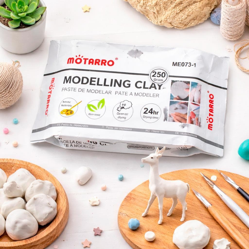 Argila Branca / Terracota Macia Moldável, Secagem ao Ar para Criação de Figuras – 250 g / 500 g