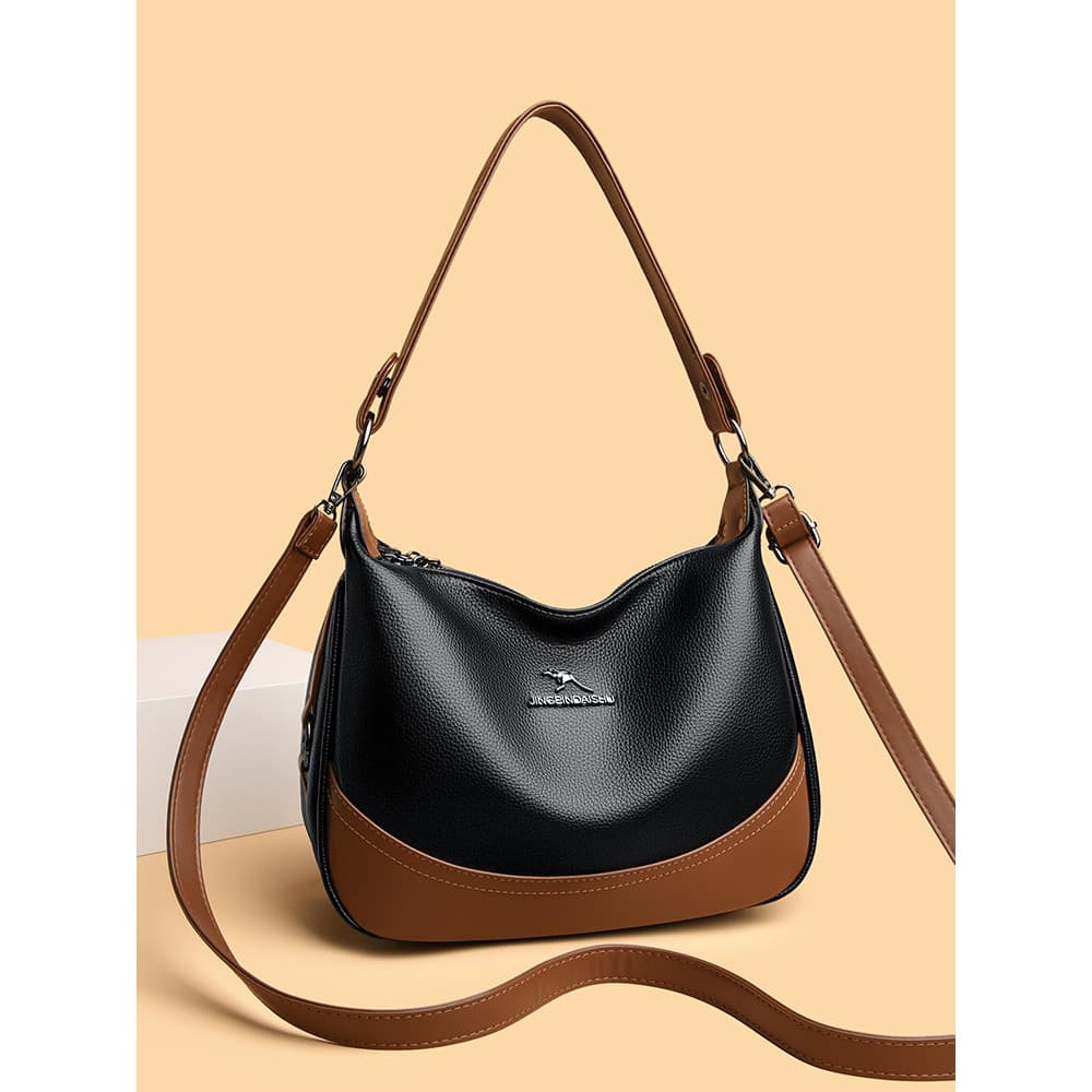 Bolsa feminina de couro genuíno 2025 novo estilo elegante All-Match grande capacidade de meia-idade livre mãe saco La