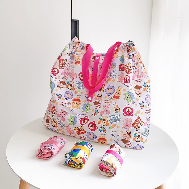 Estilo japonês dobrável Eco-Friendly saco de compras dos desenhos animados bonito leve grande capacidade feminino de um