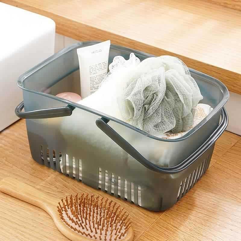 Cesta de banho portátil cesta de banho do banheiro estudante banho plástico produtos de higiene pessoal azul cesta de ar