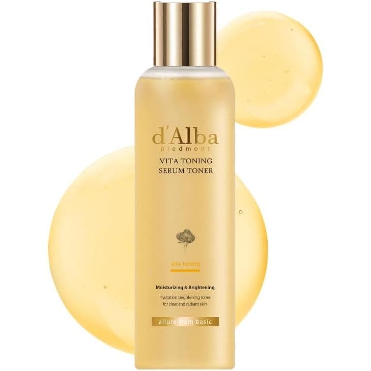d'alba Piedmont White Truffle Vita Toning Serum Toner, Pele de Vidro com Cuidado de Pele com Dupla Vitamina, Hidratante