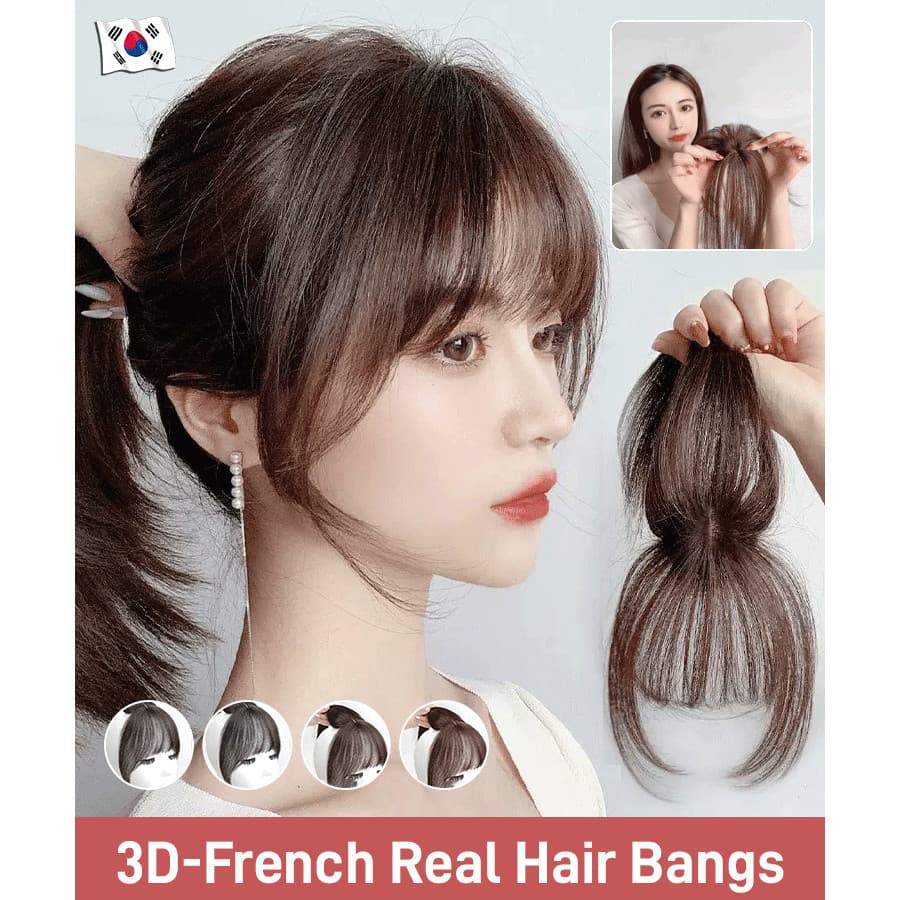 【Visual Elegante】[Natural French Bangs] JC Synthetic Hair Clip/Franja 3D/Extensão de Cabelo/Peruca Natural