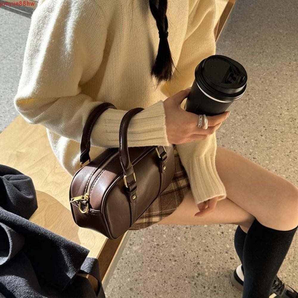 Bolsa Crossbody JUNYUE Boston , De Ombro Vintage De Couro Pu Para Boliche Travesseiro Elegante De Cor Sólida