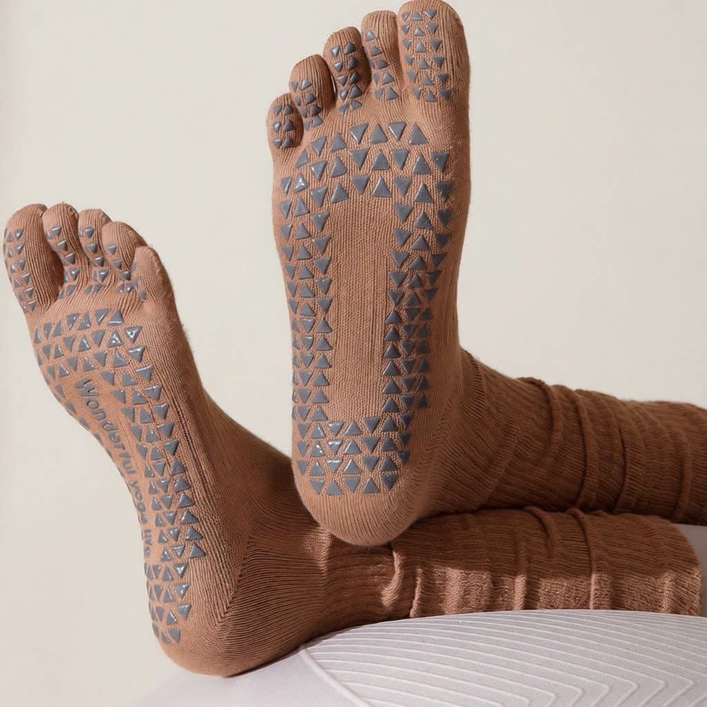 Melamina Yoga meias de cinco dedos profissional antiderrapante bezerro pilha mais magro olhar Pilates esportes F