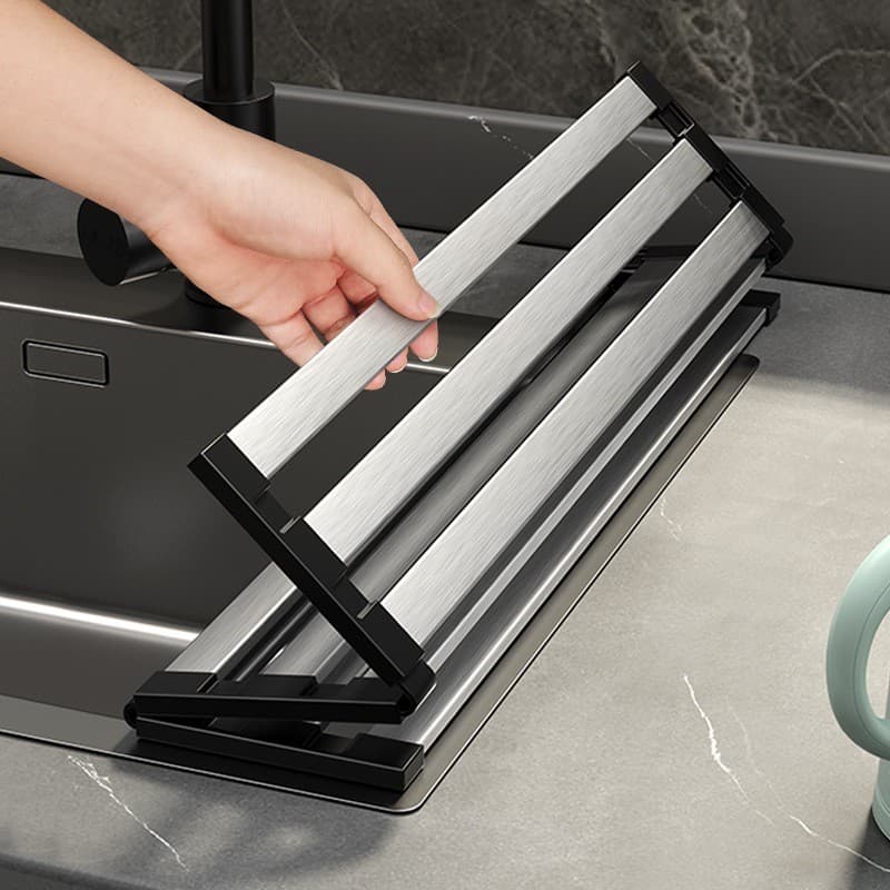 Prateleira para pia de cozinha, lavatório, pratos, aço inoxidável, dobrável, Rack de drenagem, placa de cobertura para p