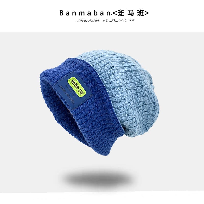 W inverno quente à prova de frio chapéu masculino feminino chapéu de malha grande circunferência da cabeça engrossado pu