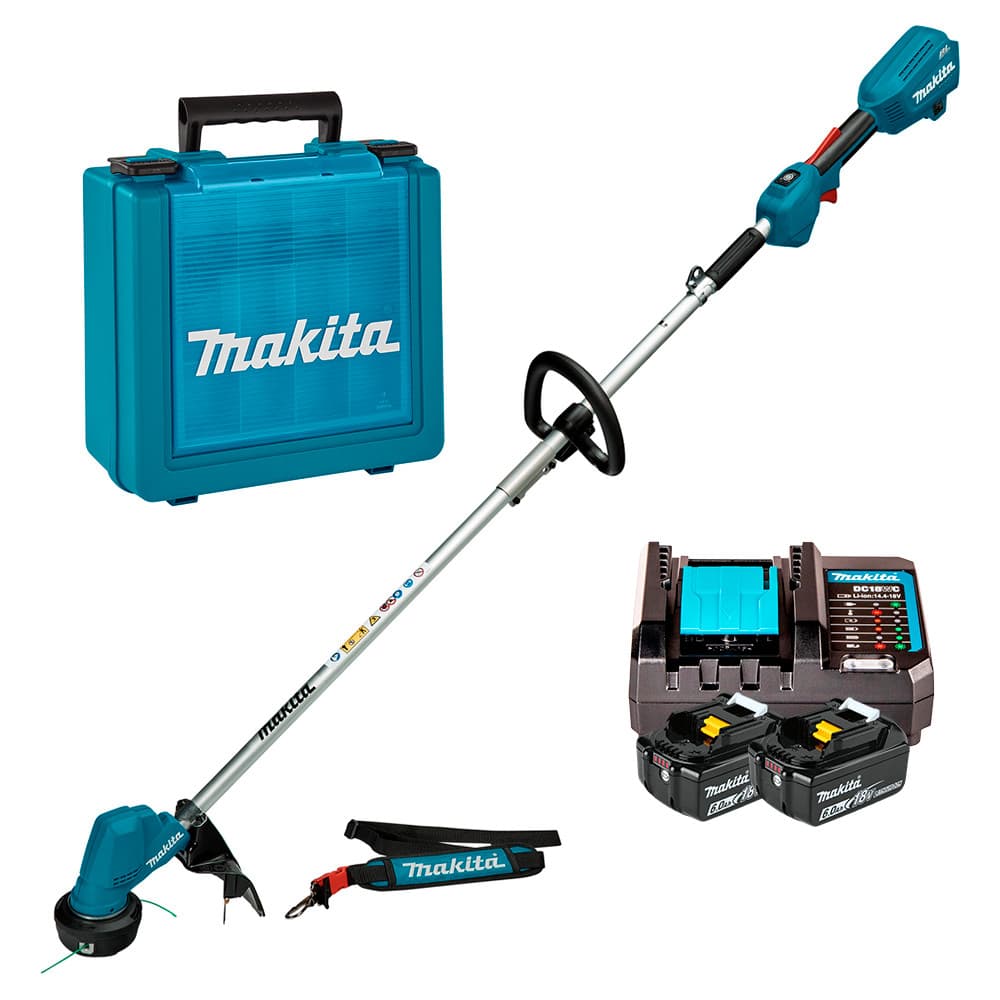 Kit Aparador de Grama a Bateria 18V LXT Makita DUR192LZ + Kit Energia 2 Baterias 6Ah + Carregador + Maleta KITMAK1860B