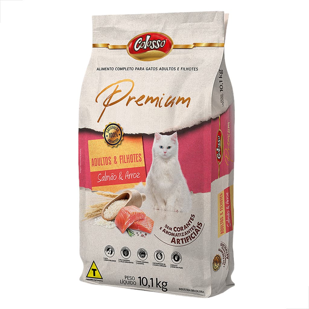 Ração Gato Adulto e Filhote Racao Premium Salmao Arroz 10kg